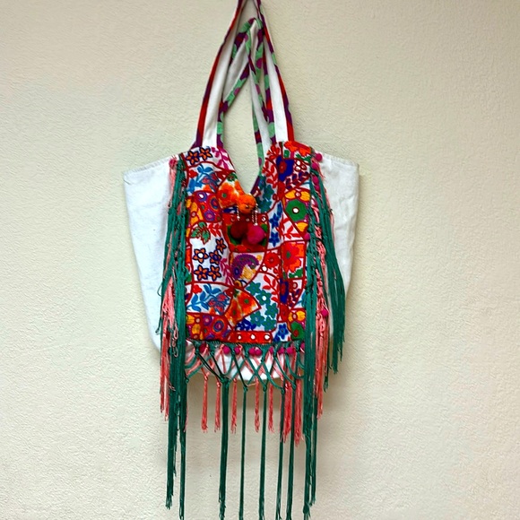 Antica Santonria womans boho embroidered tote bag -OS - Picture 1 of 4